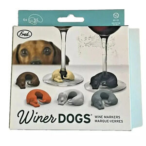 NEW Set of 6 Wiener Dogs Wine Glass Markers by FRED
